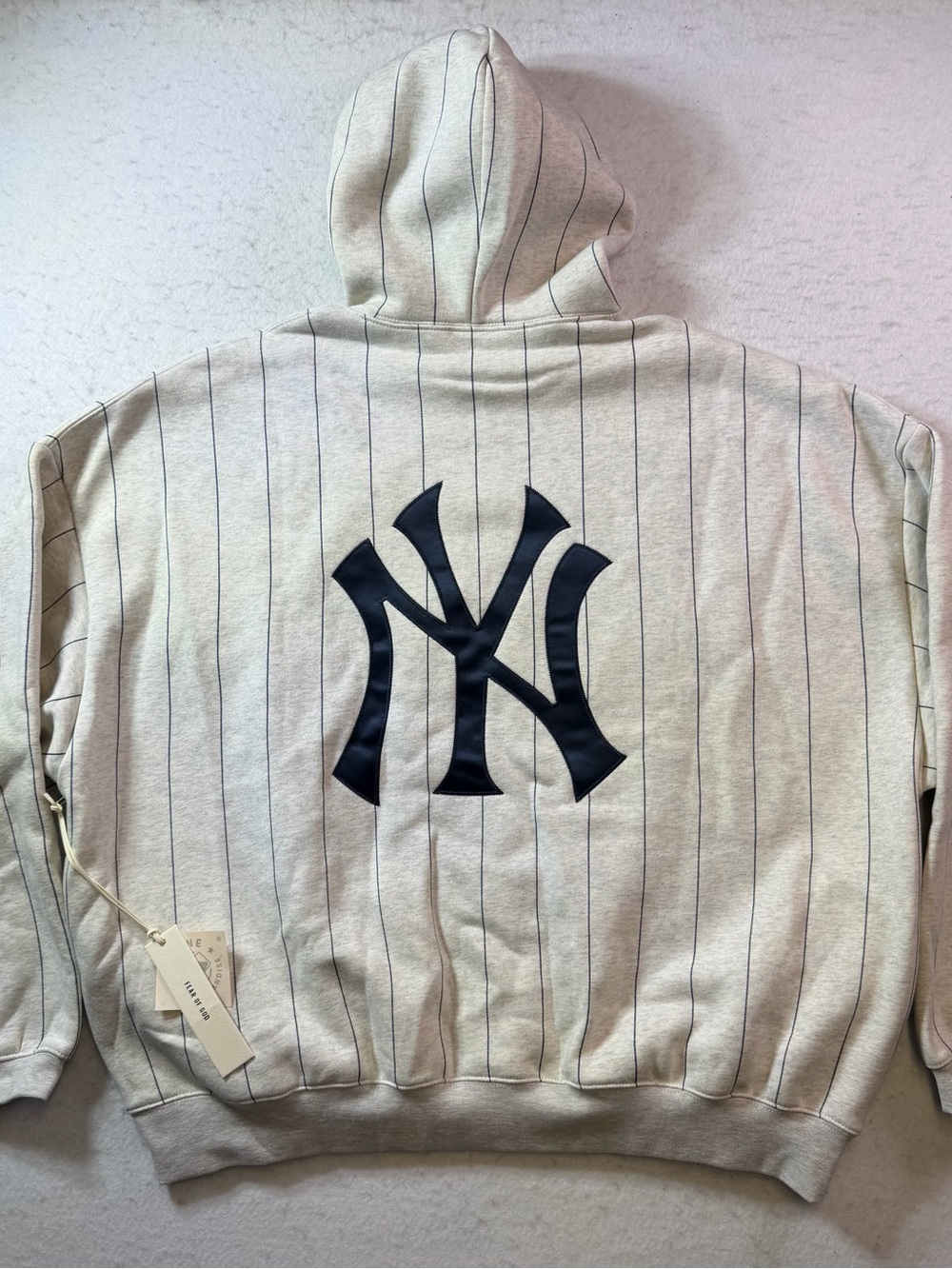Fear of God ESSENTIALS New York Yankees MLB Sport Pinstripe Hoodie Sweatshirt XL - Picture 2 of 9